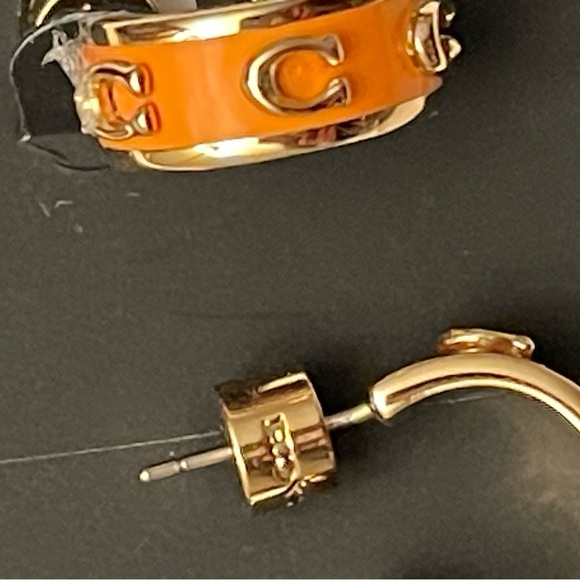 NWT Coach Orange Signature Earrings - Picture 3 of 9